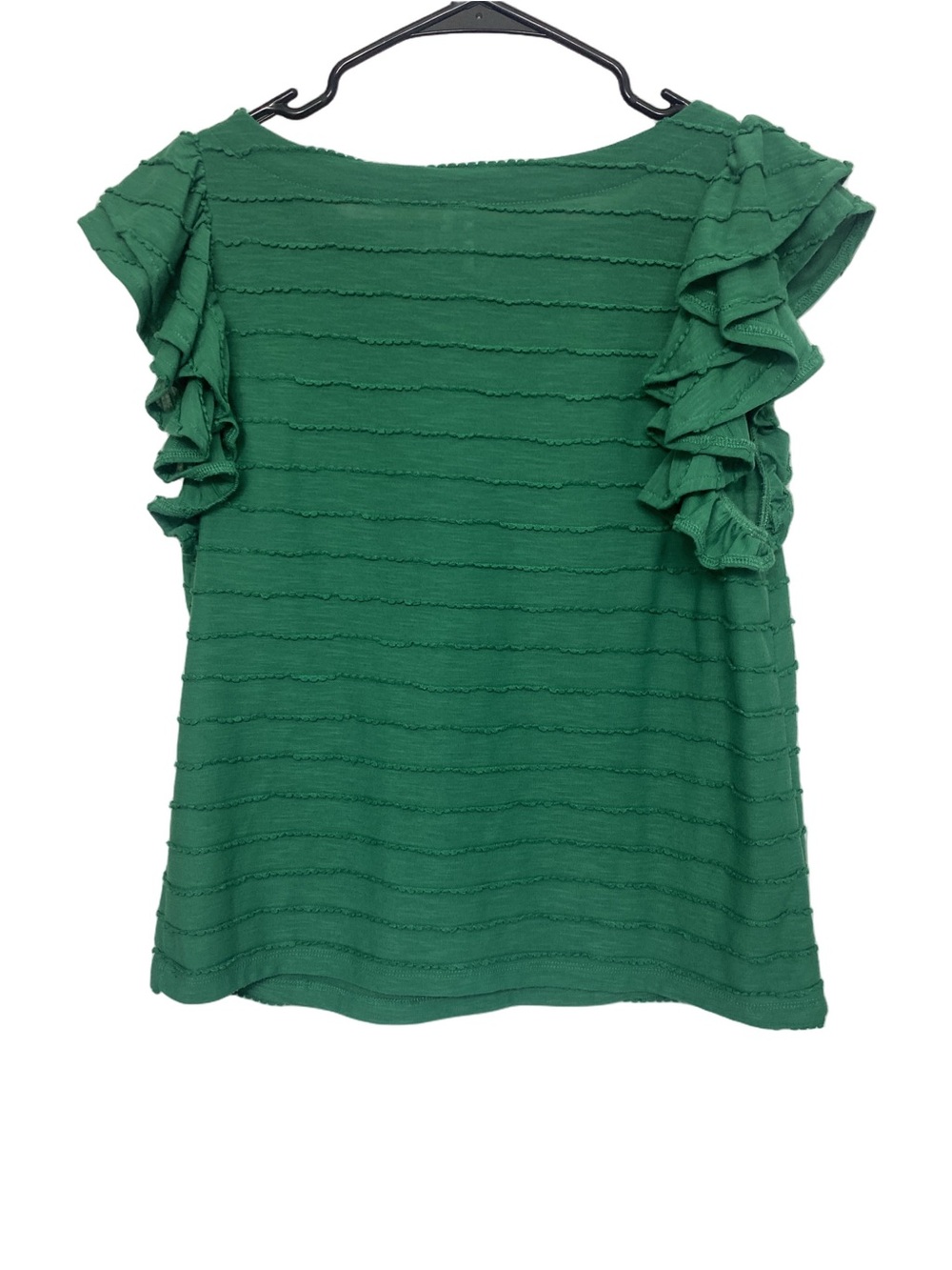 Anthropologie Kelly Green Ruffled Cap Sleeve Textured Blouse Size M - Picture 4 of 6